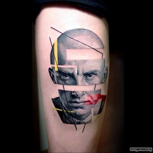 Фотография татуировки под названием «Eminem в виде абстрактной геометрии»