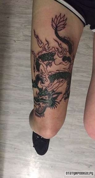 Фотография татуировки под названием «Дракон с открытой пастью»