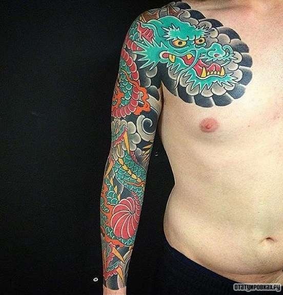 Фотография татуировки под названием «Дракон - рукав»