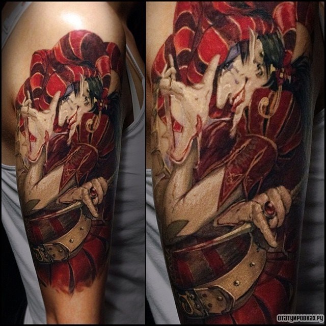 Фотография татуировки под названием «Кадр из аниме в красном цвете»
