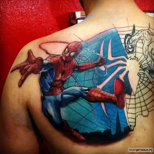 Фотография татуировки под названием «Человек-паук»