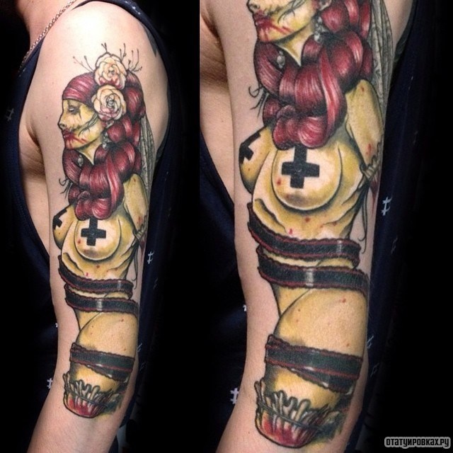 Фотография татуировки под названием «Девушка в цвете»