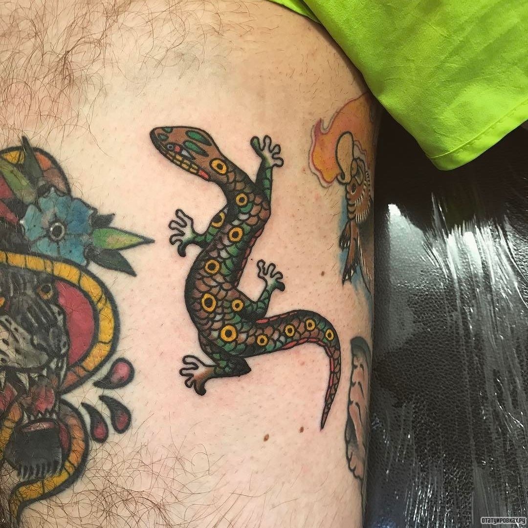 Фотография татуировки под названием «Ящерица узорчатая»