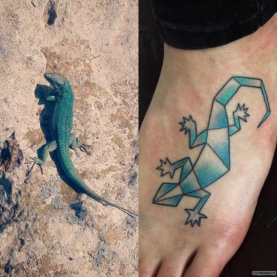 Фотография татуировки под названием «Голубая ящерица»