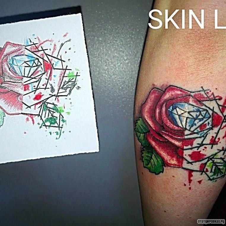 Фотография татуировки под названием «Бриллиант и роза»