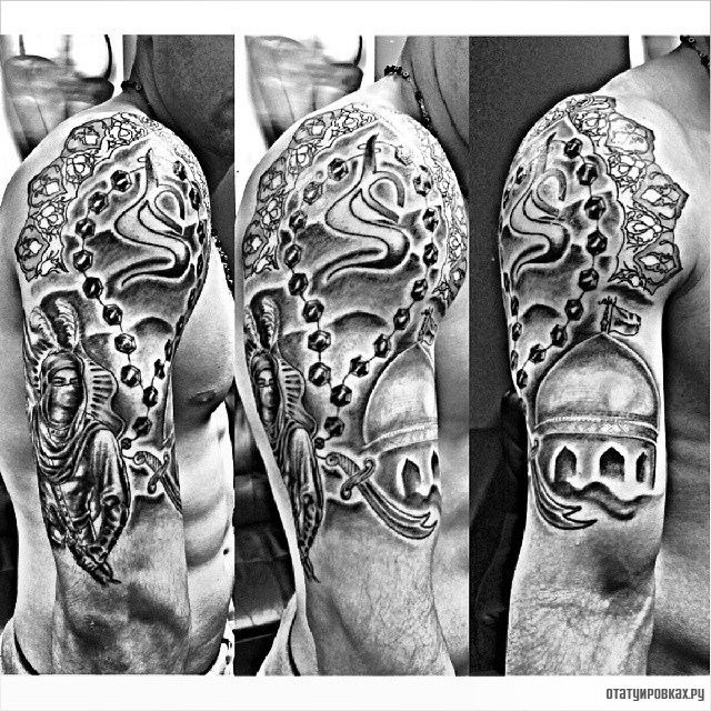 Фотография татуировки под названием «Мусульманская мечеть и украшение»