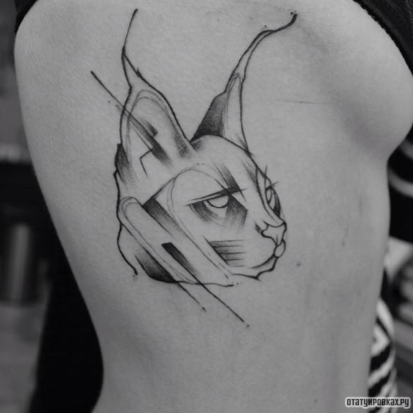 Фотография татуировки под названием «Рысь смазанная»