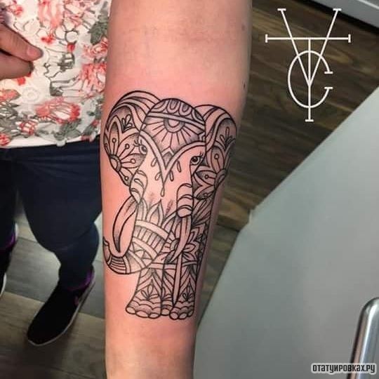 Фотография татуировки под названием «Слон - узор»