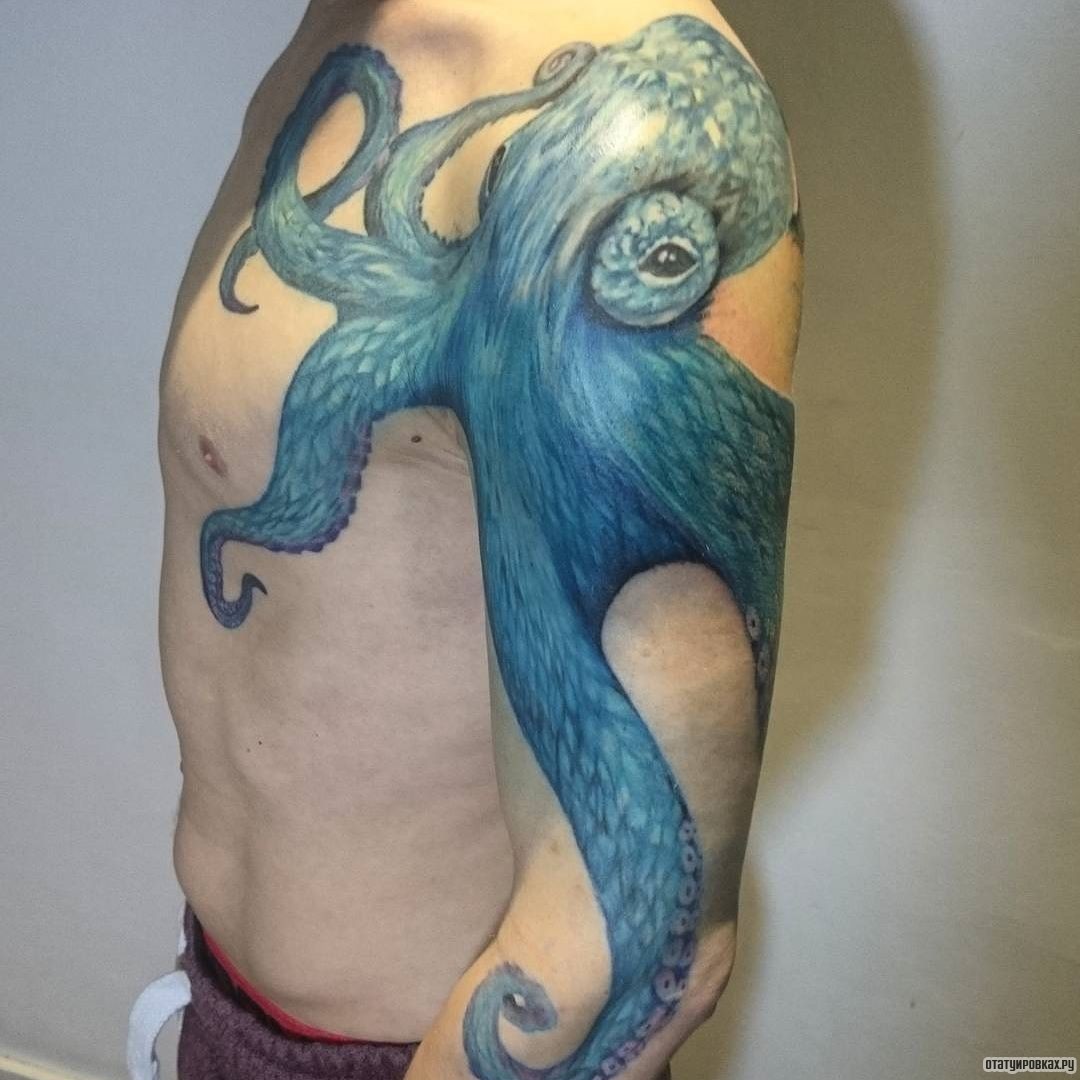 Фотография татуировки под названием «Большой синий осьминог»