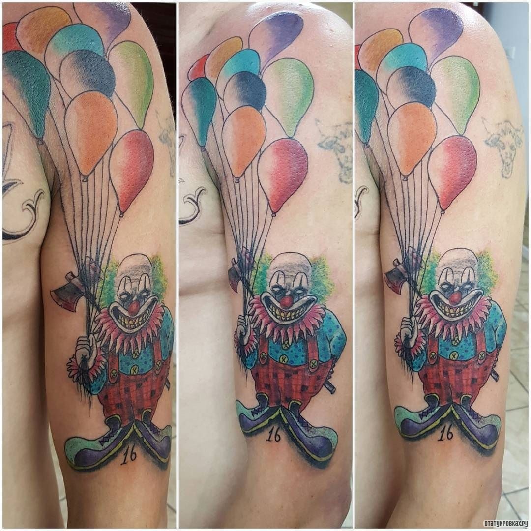 Фотография татуировки под названием «Клоун с шариками»