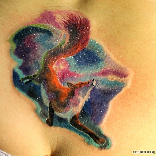 Фотография татуировки под названием «Красивая рыжая лиса»