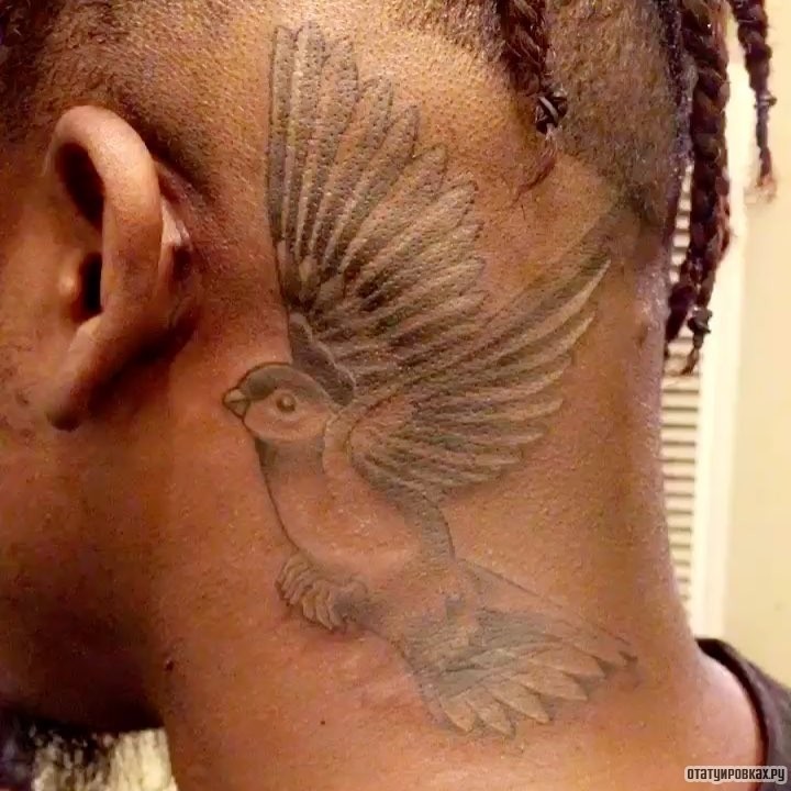 Фотография татуировки под названием «Птичка в полете»