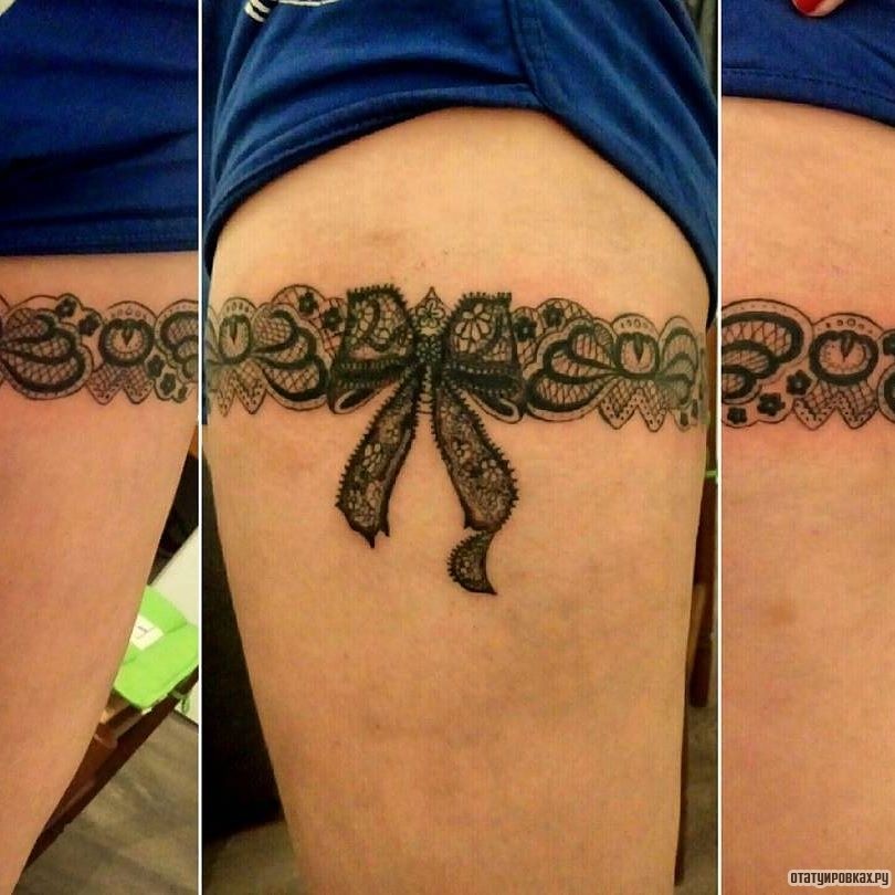 Фотография татуировки под названием «Подвязка кружево»