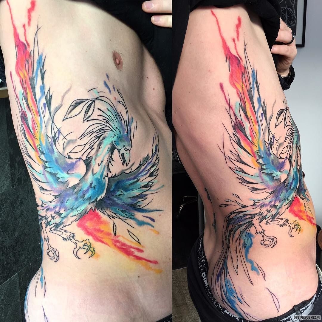 Фотография татуировки под названием «Жар птица из разных цветов»