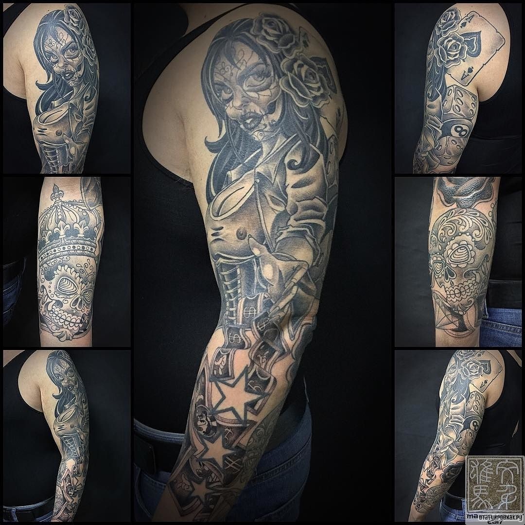 Фотография татуировки под названием «Мексиканский рукав»