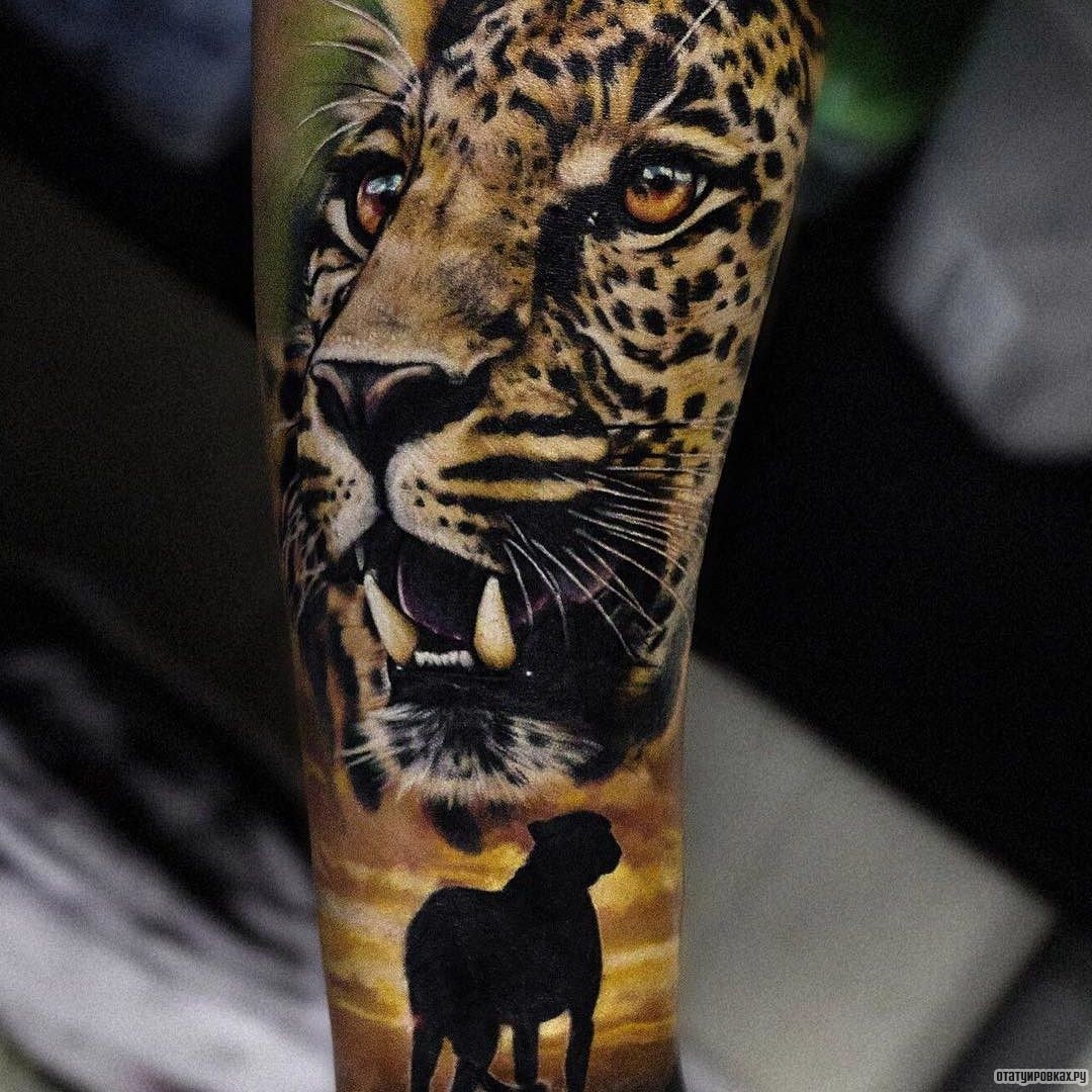 Фотография татуировки под названием «Морда леопарда»