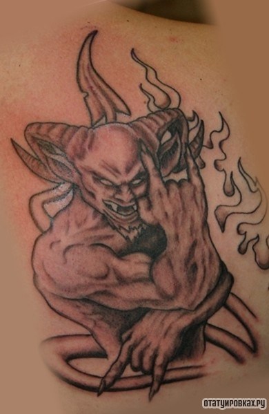Фотография татуировки под названием «Демон с рогами»