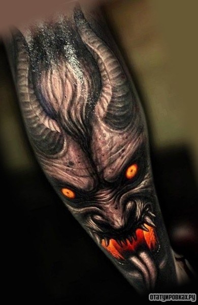 Фотография татуировки под названием «Демон с яркими глазами»