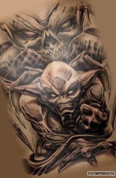 Фотография татуировки под названием «два демона»