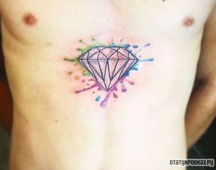 Фотография татуировки под названием «Алмаз в разных красках»