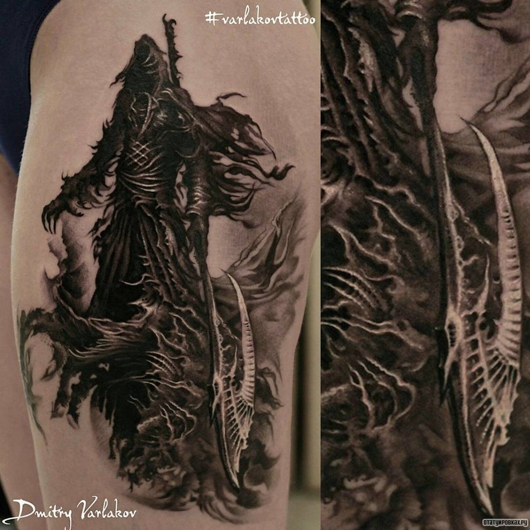 Фотография татуировки под названием «Воин в абстрактном виде»