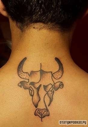 Фотография татуировки под названием «Морда быка»