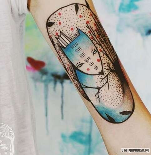 Фотография татуировки под названием «Голубая лиса»