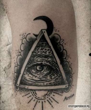 Фотография татуировки под названием «Глаз в треугольнике»