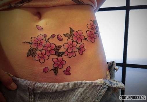 Фотография татуировки под названием «Веточки сакуры»