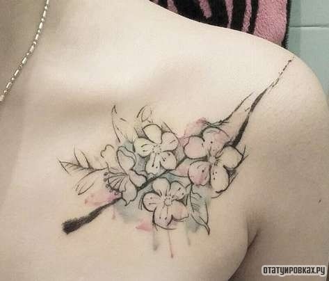 Фотография татуировки под названием «Веточка сакуры»