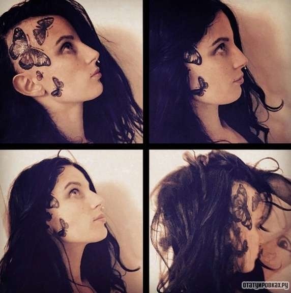 Фотография татуировки под названием «Четыре бабочки»