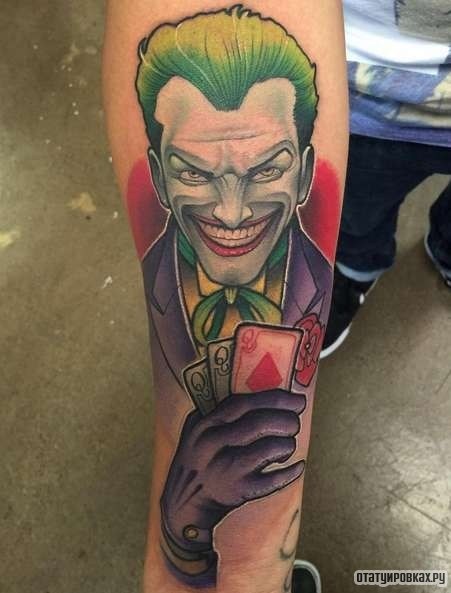 Фотография татуировки под названием «Джокер с картами»