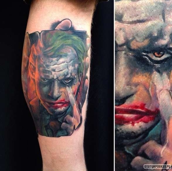 Фотография татуировки под названием «Джокер в цвете»