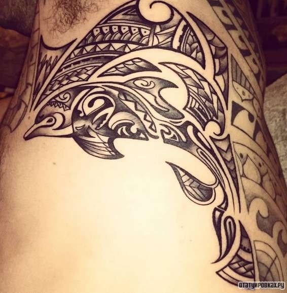 Фотография татуировки под названием «Дельфин узор»