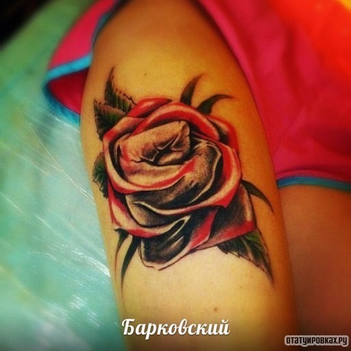 Фотография татуировки под названием «Красно черная роза»