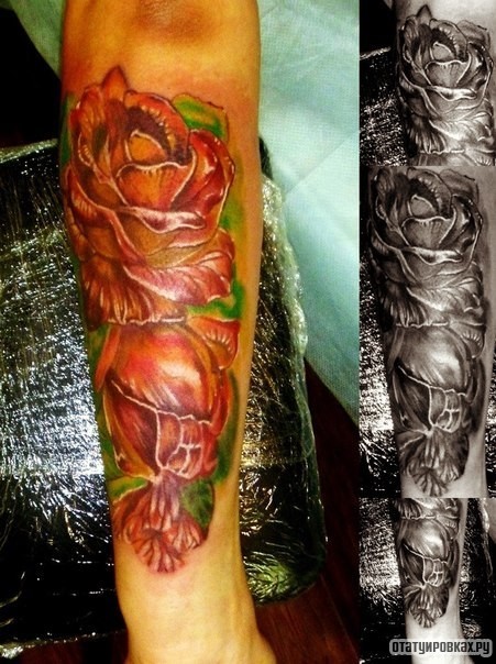 Фотография татуировки под названием «Красные розы»