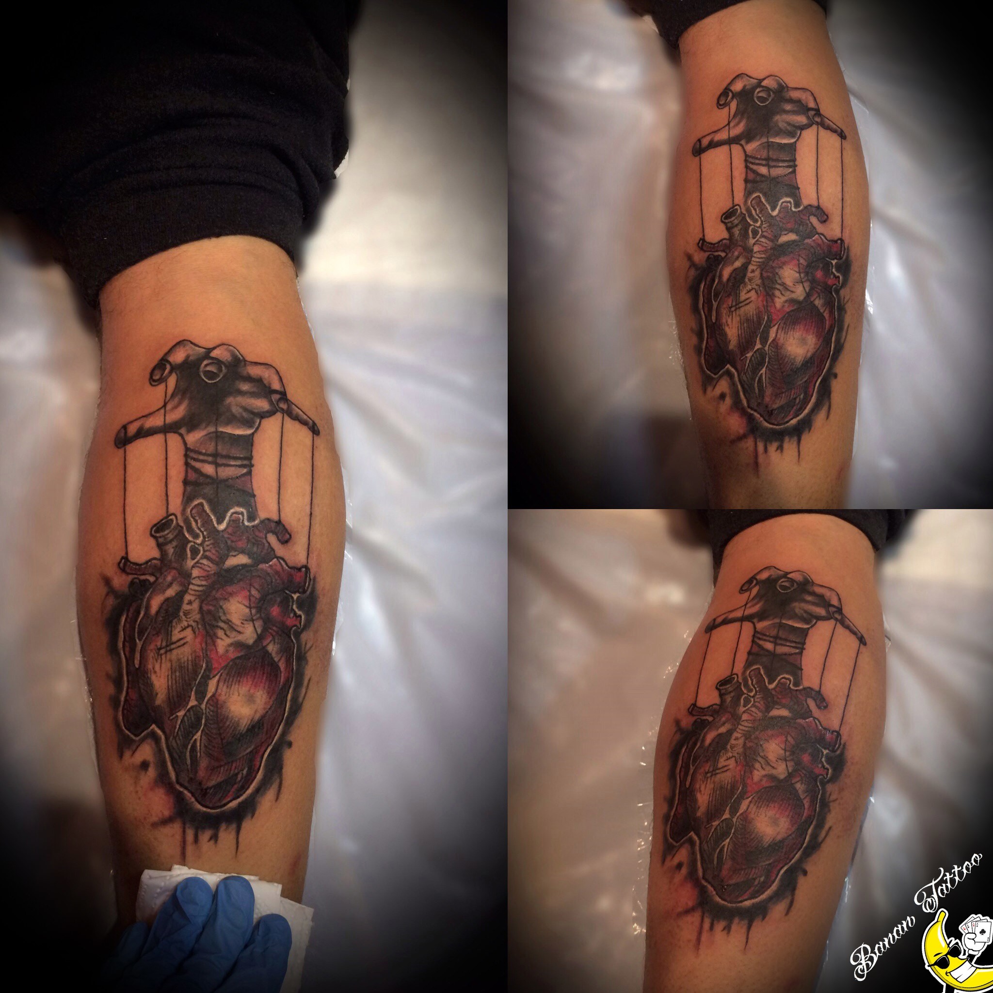 Фотография татуировки под названием «Сердце управляется рукой»