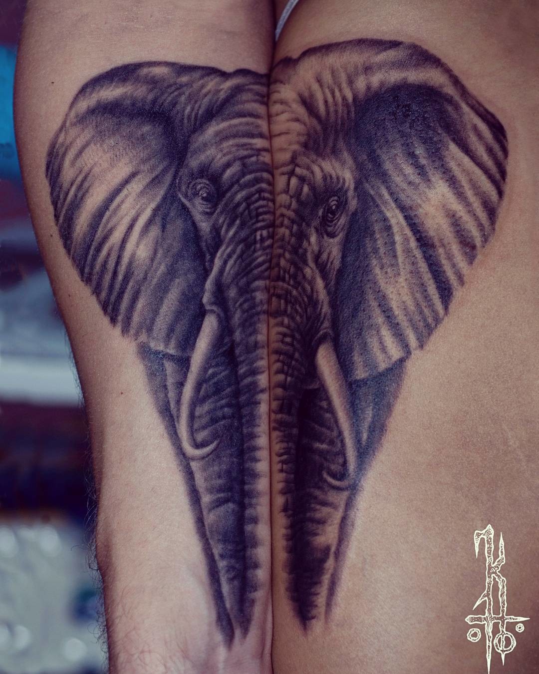 Фотография татуировки под названием «Полный слон»