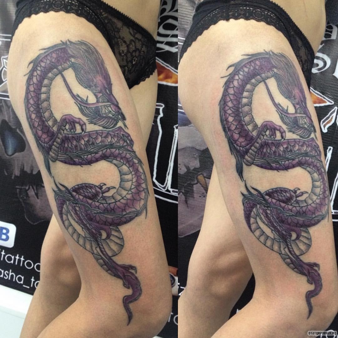 Фотография татуировки под названием «Дракон»