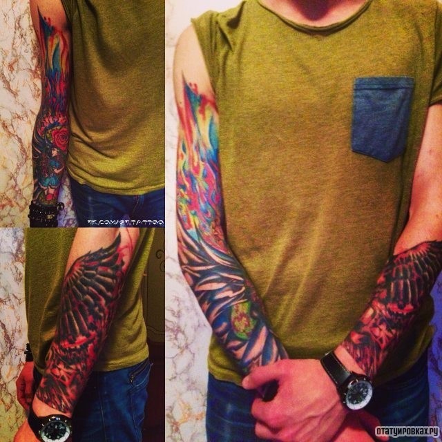Фотография татуировки под названием «Крылья и краски»