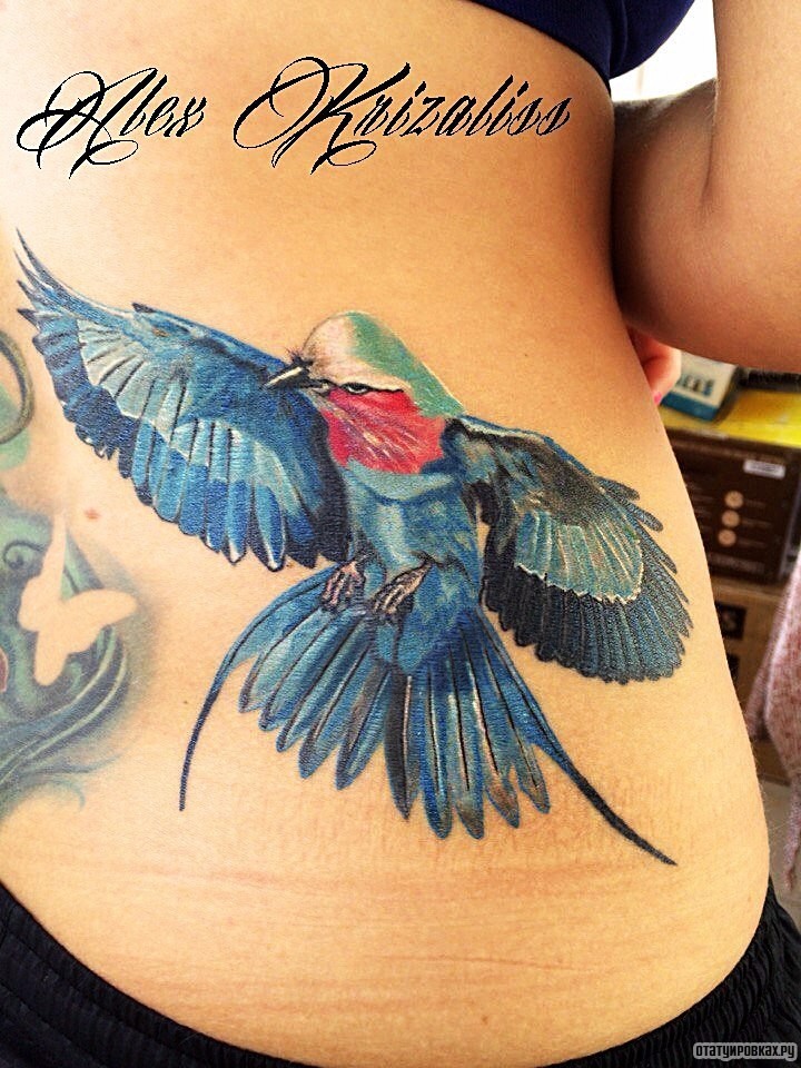 Фотография татуировки под названием «Птица с расправившимися крыльями»