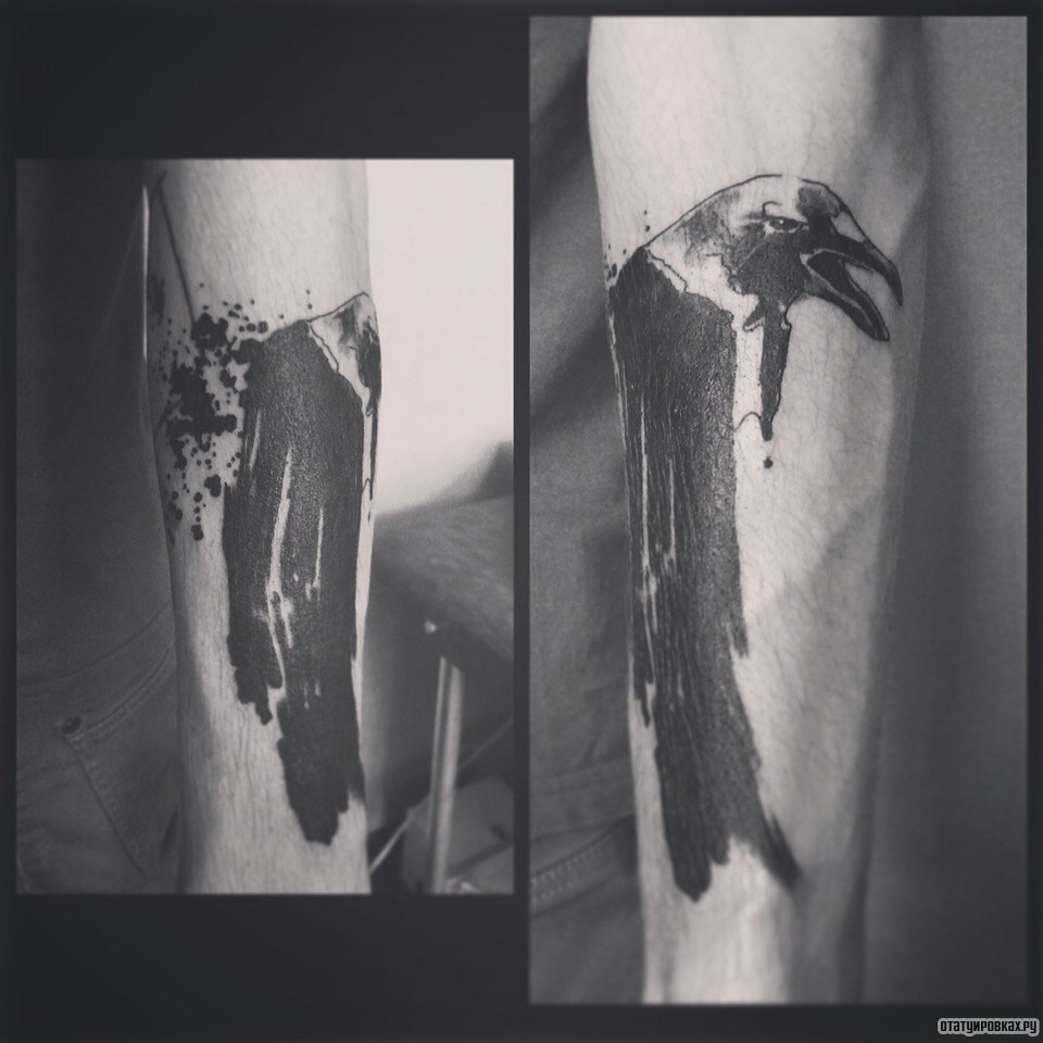 Фотография татуировки под названием «Старый ворон»