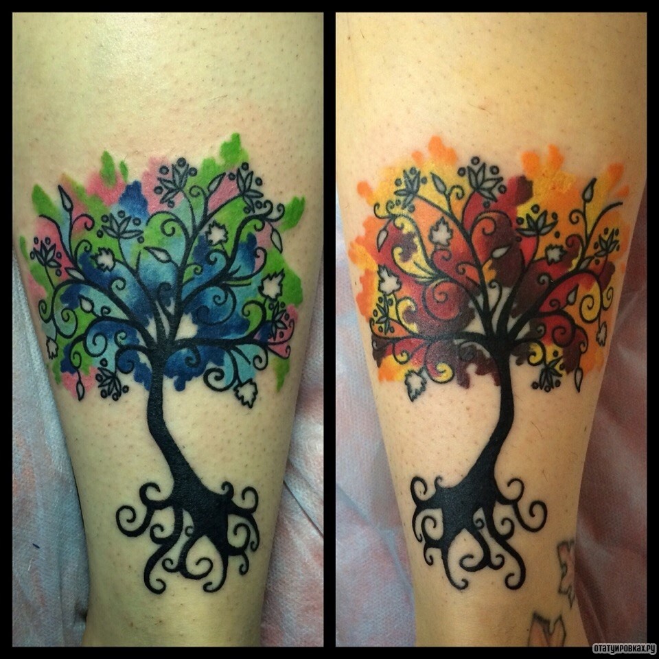 Фотография татуировки под названием «Два дерева»