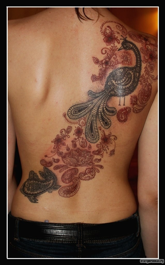 Фотография татуировки под названием «Узоры, жар птица»
