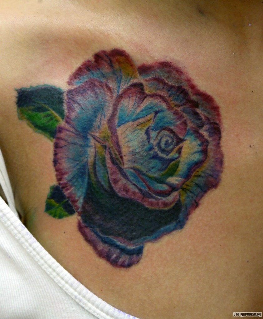 Фотография татуировки под названием «Разноцветный цветок»