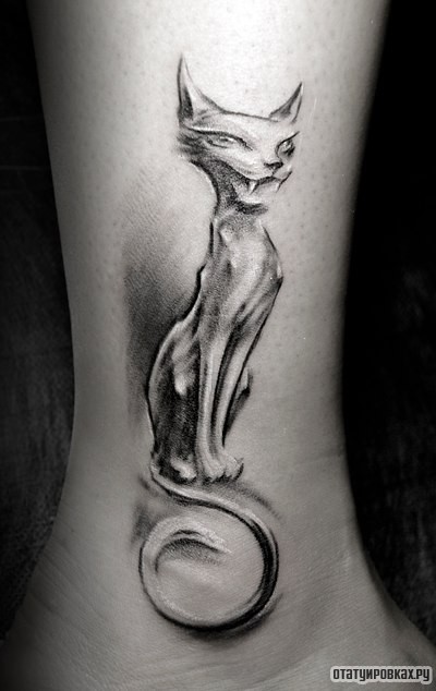 Фотография татуировки под названием «Тонкий кот»