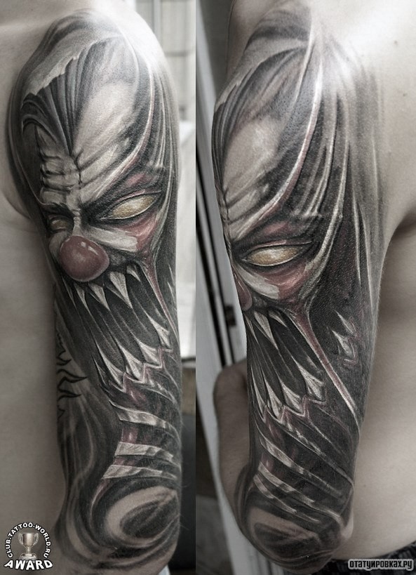 Фотография татуировки под названием «Страшный клоун»
