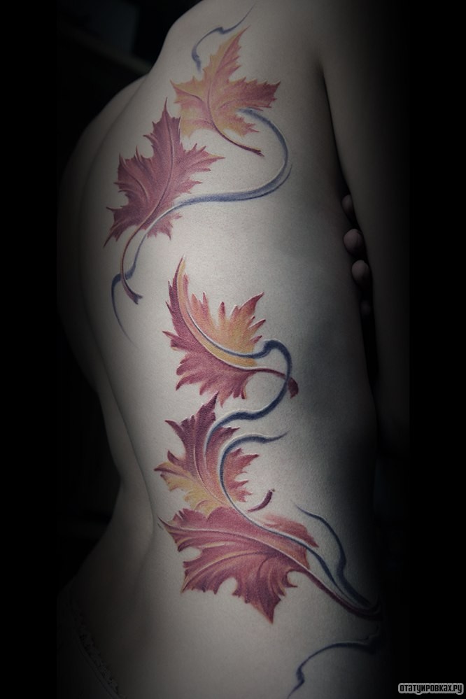 Фотография татуировки под названием «Листья клена»