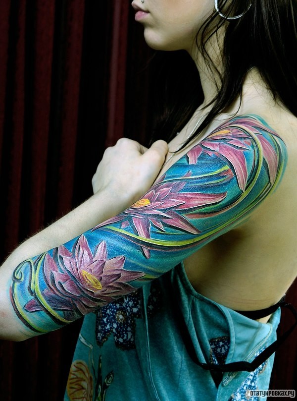 Фотография татуировки под названием «Цветы лотоса»