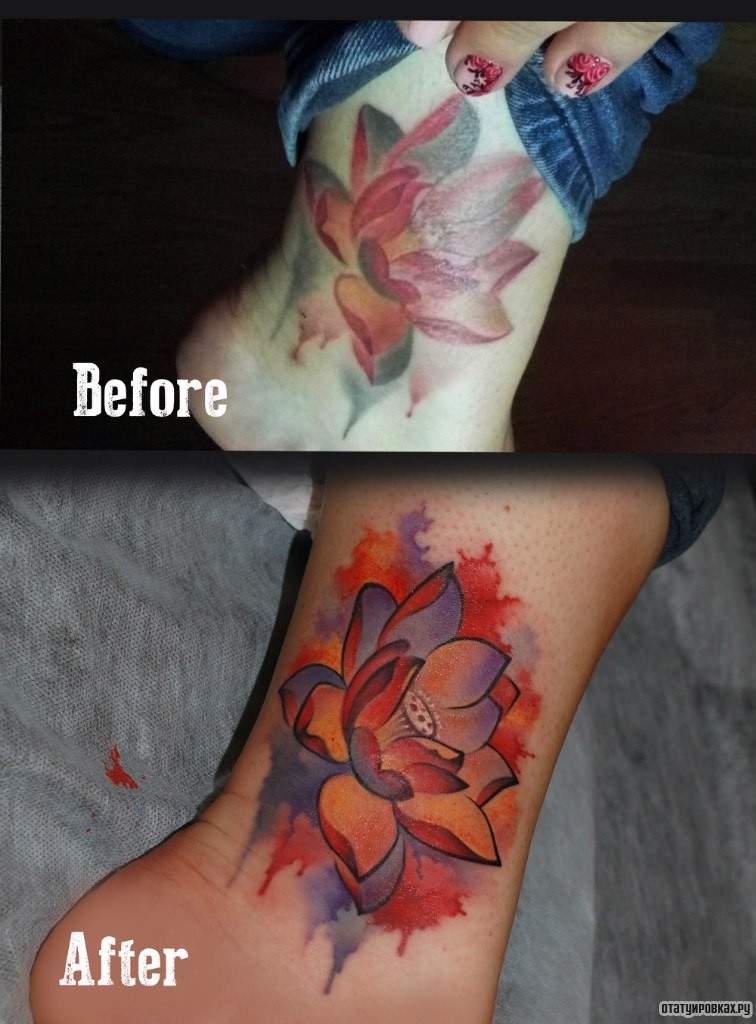 Фотография татуировки под названием «Лотос в красках»